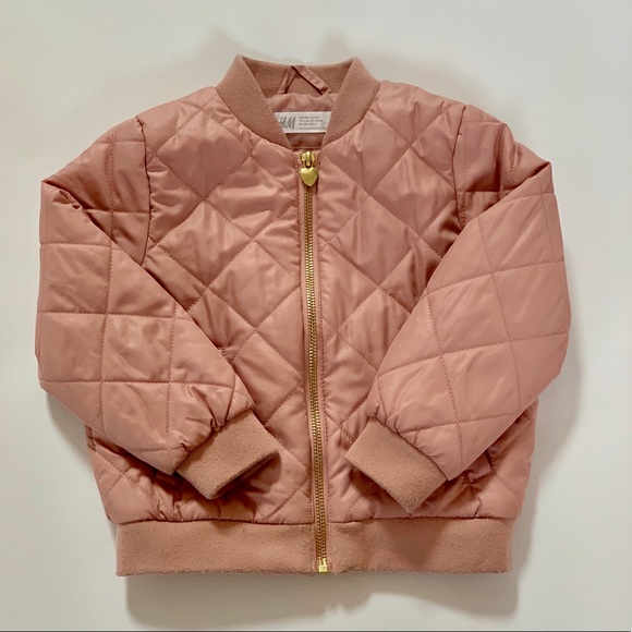 H&M Other - H&M 3-4y Toddler Girl Blush Quilted Bomber Jacket